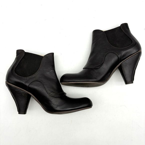 NEW Chocolate Negro Brown Genuine Leather Block Heel Chelsea Boot US8.5 EU39 - Picture 12 of 16